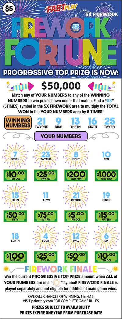 Play PA Lottery Fast Play - Firework Fortune
